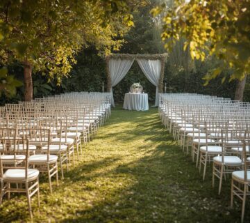 Vjencanje na otvorenom stolice stolovi bez ljudi 360x320