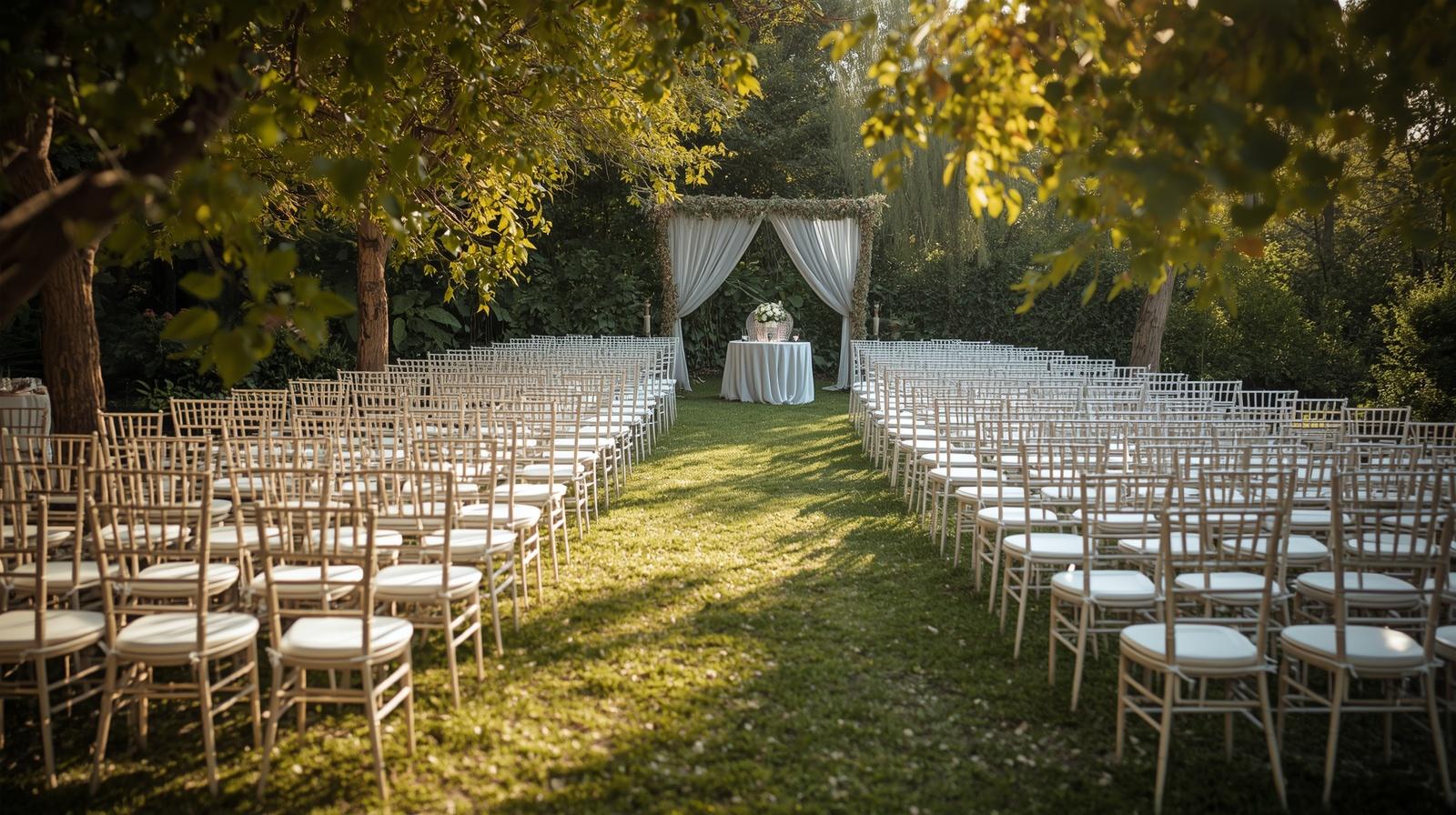 Vjencanje na otvorenom stolice stolovi bez ljudi
