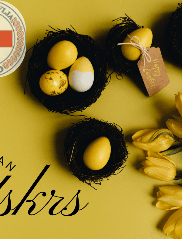 Simple Elegant Yellow Floral Happy Easter Message Eggs Facebook Post 600x788