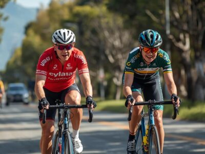 biciklistička utrka, par biciklista kako voze jedan za drugim, raznih uzrasta biciklistička utrka, par biciklista kako voze jedan za drugim, raznih uzrasta