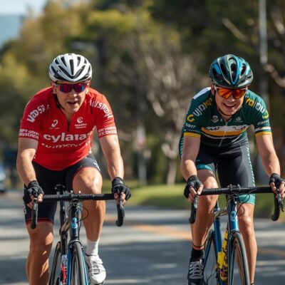 biciklistička utrka, par biciklista kako voze jedan za drugim, raznih uzrasta biciklistička utrka, par biciklista kako voze jedan za drugim, raznih uzrasta