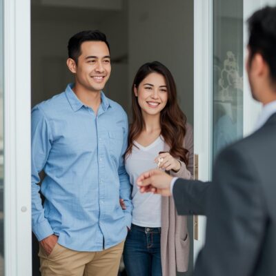 bračni par preuzima ključeve stana koji su kupili