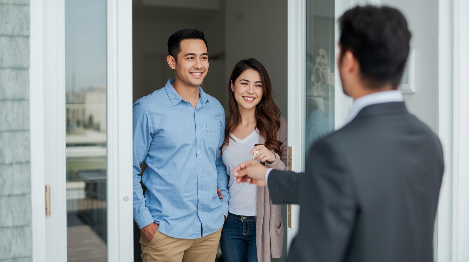 Bracni par preuzima kljuceve stana koji su kupili