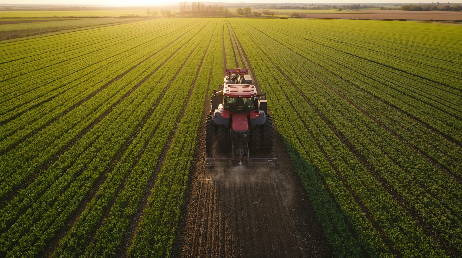 Polje i traktor sadi