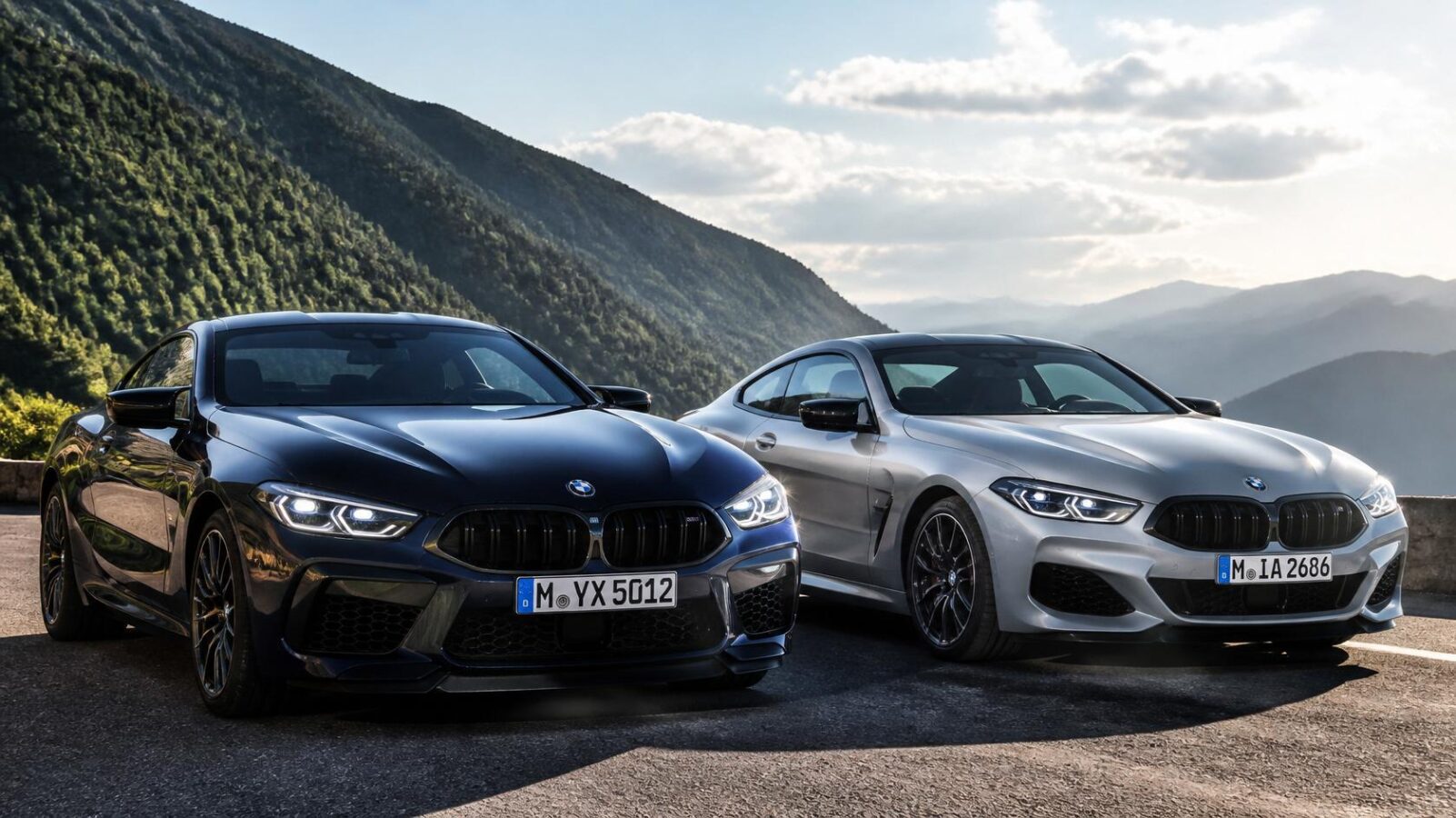 Par auta bmw na izlozbi na cesti bez registracije